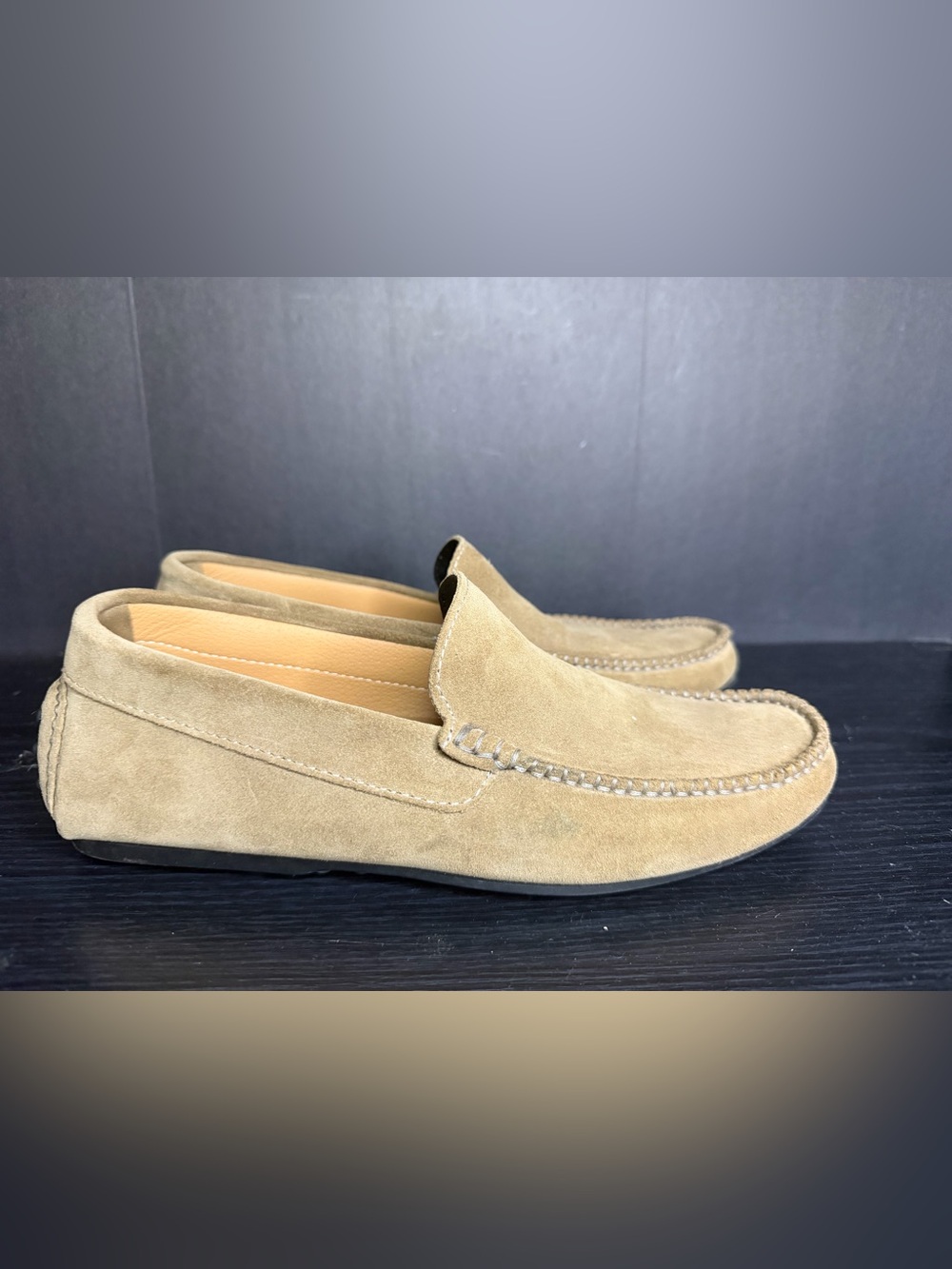 Amalfi Suede Slip-On Loafers in Light Tan